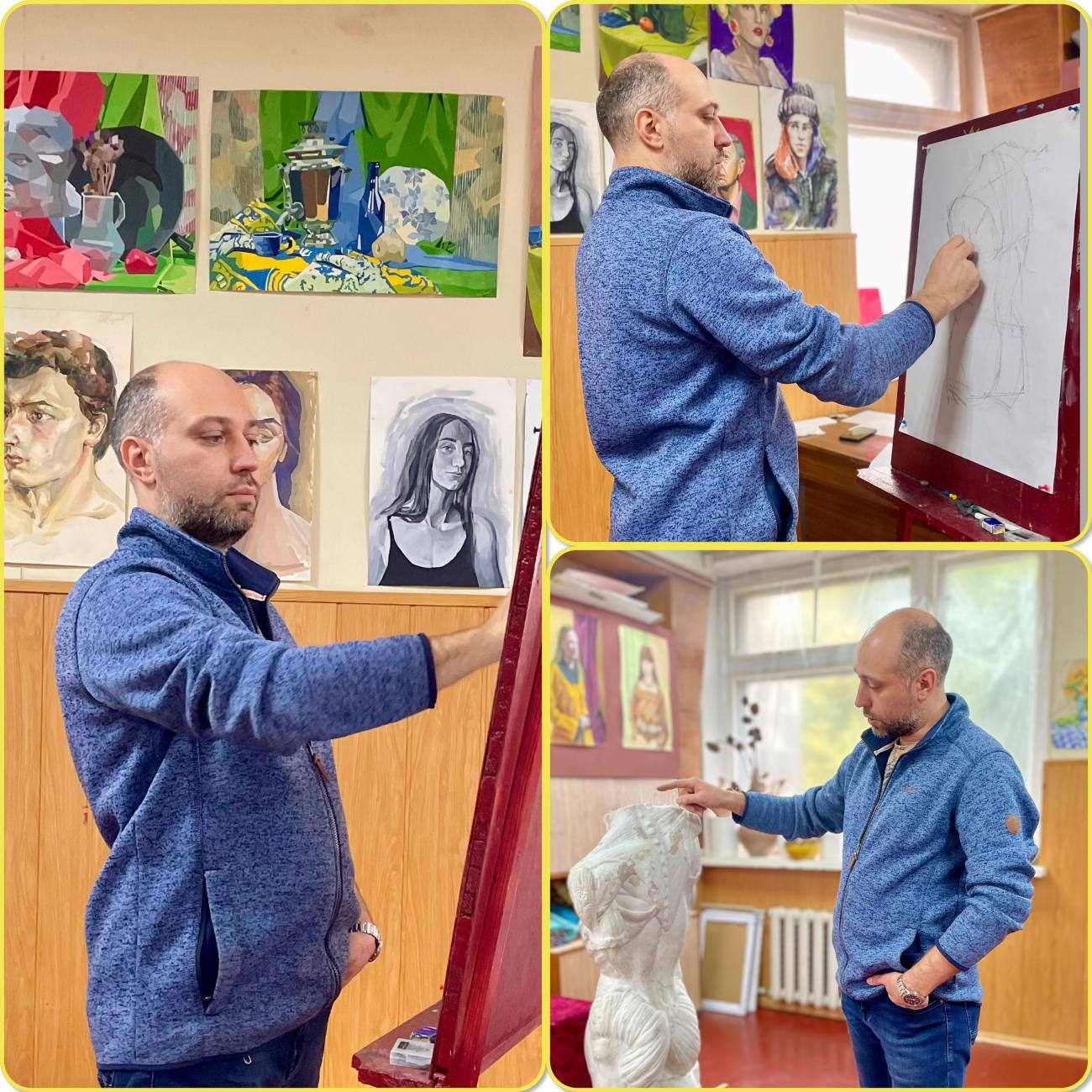 Рисунок гіпсового тулуба в двох ракурсах (екорше, вид ззаду)
